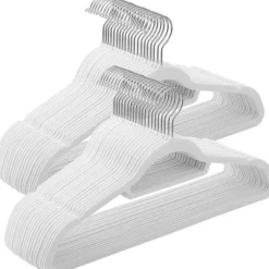 Klädgalgar 50-pack Halkfria - Galge Med Sammetsyta - Vit