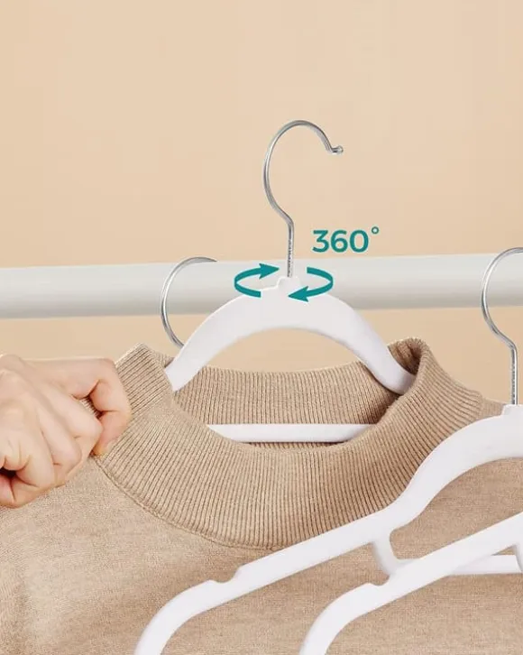 Klädgalgar 50-pack Halkfria - Galge Med Sammetsyta - Vit