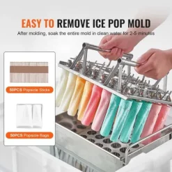 Kommersiella popsicle-formar, 40 st cylindriska formar i rostfritt stål, isglassformar, glassmaskin med hög kvalitet