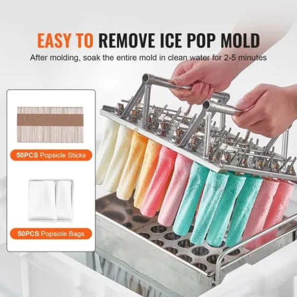 Kommersiella popsicle-formar, 40 st cylindriska formar i rostfritt stål, isglassformar, glassmaskin med hög kvalitet