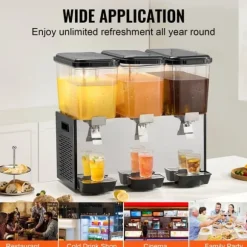 Kommersiell Dryckedispenser 18L, 3 Tankar, Kall Juice, Isdryckedispenser, Hög Kvalitet, Effektiv och Användarvänlig