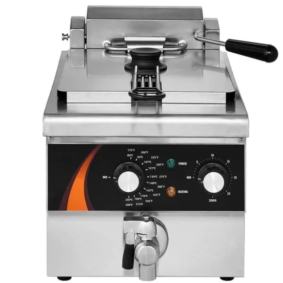 Kommersiell Elektrisk Fritös 3000W, 5,9L Rostfritt Stål, 200°C, Uppgradering för snabbare matlagning, effektiv fritering