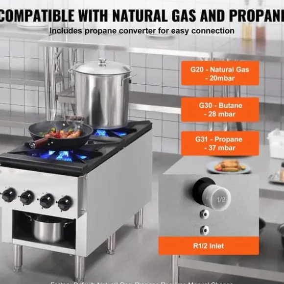 Kommersiell gasspis 2 brännare, bänkskiva, varmplatta, energieffektiv, snabb uppvärmning, perfekt för restauranger och catering