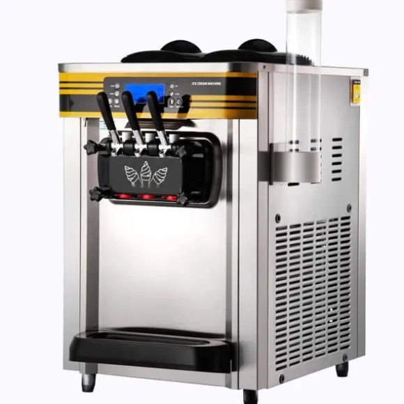 Kommersiell glassmaskin, 22-30L/H kapacitet, 2350W bänkskiva med 2x6L Hopper, LCD-panel, larm. För restaurang/snackbar. Silver.