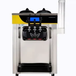 Kommersiell glassmaskin 22-30L/H, 2200W, bänkskiva, mjuk servering, 2x6L hopper, LCD-panel, larm, fryst yoghurtmaskin.