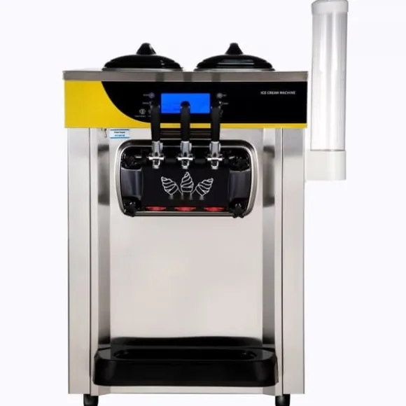 Kommersiell glassmaskin 22-30L/H, 2200W, bänkskiva, mjuk servering, 2x6L hopper, LCD-panel, larm, fryst yoghurtmaskin.