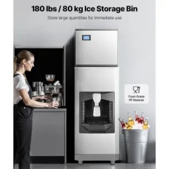 Kommersiell Ismaskin 300 pund/dag, 180 pund förvaringsfack, Automatisk isdispensering