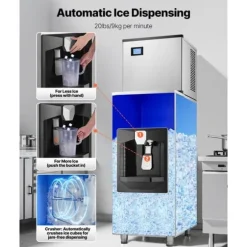Kommersiell Ismaskin 300 pund/dag, 180 pund förvaringsfack, Automatisk isdispensering