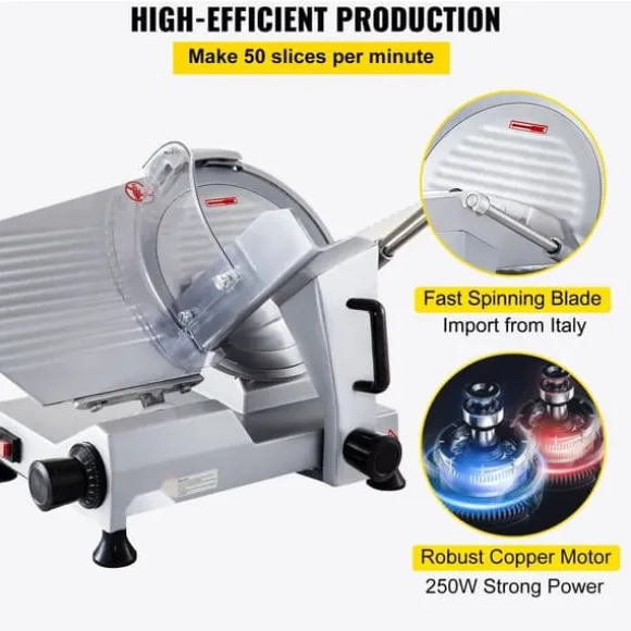 Kommersiell köttskärare 320 W, elektrisk Deli-matskärare med 12" kolstålblad, justerbar tjocklek för kött och grönsaker.