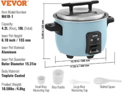 Kommersiell riskokare, non-stick aluminiumkärl, 10L kapacitet,10L