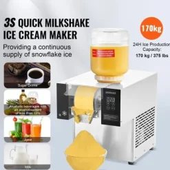 Kommersiell Snöflingaismaskin 375LBS/24H, Modell i Rostfritt Stål, Perfekt för Glassframställning