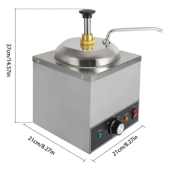 Kommersiell såsdispenser - Elektrisk enkelpump - Uppvärmd - 2 L kapacitet - 650 W - 220 V/50 Hz - 201 rostfritt stål - Silver