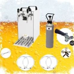 Komplett set - Öltapp - kontakt 40 två linjer torr kylare, run kylare 50 liter/h, KEG:Type M, KEG 2:Type D