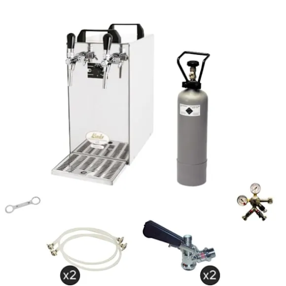 Komplett set - Öltapp - kontakt 40 två linjer torr kylare, run kylare 50 liter/h, KEG:5 liters adapter, KEG 2:Type M