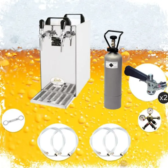 Komplett set - Öltapp - kontakt 40 två linjer torr kylare, run kylare 50 liter/h, KEG:Type G, KEG 2:5 liters adapter