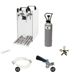 Komplett set - Öltapp - kontakt 40 två linjer torr kylare, run kylare 50 liter/h, KEG:Type G, KEG 2:5 liters adapter