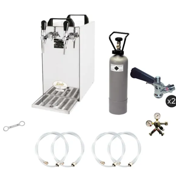Komplett set - Öltapp - kontakt 40 två linjer torr kylare, run kylare 50 liter/h, KEG:Type G, KEG 2:Type D