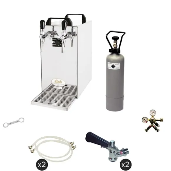 Komplett set - Öltapp - kontakt 40 två linjer torr kylare, run kylare 50 liter/h, KEG:Type G, KEG 2:Type D