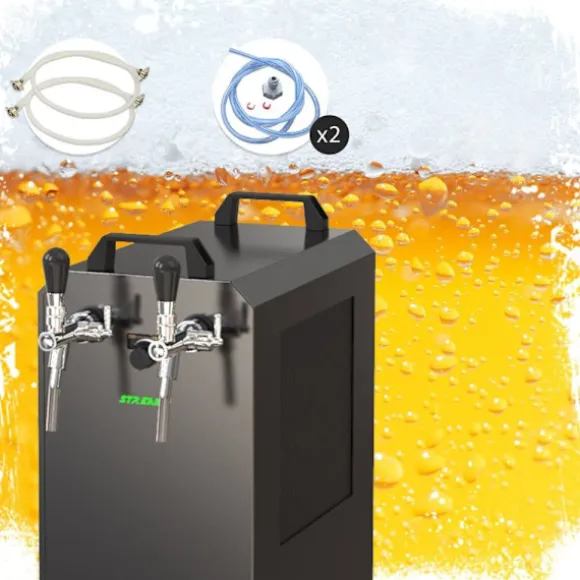 Komplett set - Öltapp STREAM 80K med luftpump, ölväska, genomströmningskylare, 2-linjers torrkylare, KEG:Type A, KEG 2:NC Adapter
