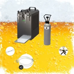 Komplett set - Öltapp - STREAM 80 ölkassett, flödeskylare 2-linjers torrkylare, KEG:Type A, KEG 2:Type A