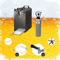 Komplett set - Öltapp - STREAM 80 ölkassett, flödeskylare 2-linjers torrkylare, KEG:Type M, KEG 2:Type M