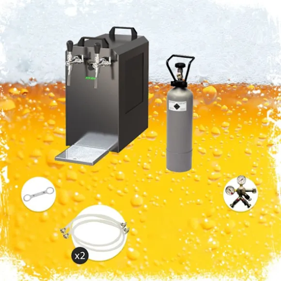 Komplett set - Öltapp - STREAM 80 ölkassett, flödeskylare 2-linjers torrkylare, KEG:5 liters adapter, KEG 2:utan