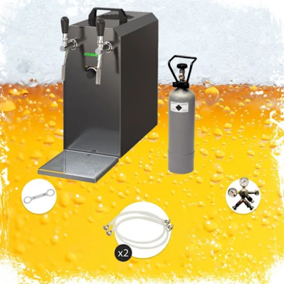 Komplett set - Öltapp - Stream 50 två linjer torr kylare, run kylare 50 liter/h, KEG:Type M, KEG 2:KeyKeg