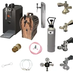 Komplett set under disk - Öltapp JET 30 en linje torr kylare, 35 liter/h -Bierkoffer med trätunna, KEG:Type A