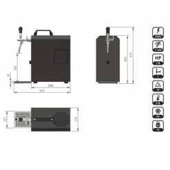 Komplett set under disk - Öltapp JET 30 en linje torr kylare, 35 liter/h -Bierkoffer med trätunna, KEG:Type A