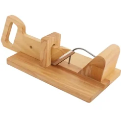 Korvskärare - Manuell mat- och korvskärare - 17 cm klinga i 420 rostfritt stål - Bas i gummiträ - För kött, grönsaker, frukt