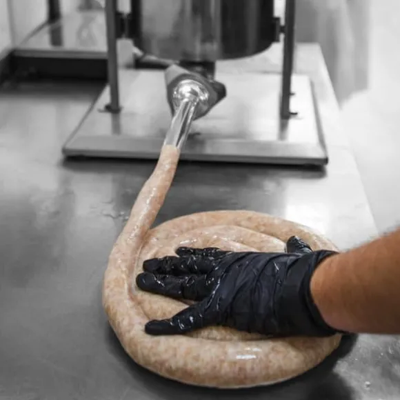 Korvstoppare 5 L Rostfritt Stål med 5 x Korvhorn Manuell Korvstoppningsmaskin Kommersiell Professionell Storkök Restaurang Hemmabruk Slakteri