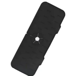 Kran Absorberande matta Tvättbar Återanvändbar Silikon Diskbänk Bänkskiva Vattenfångare för kök Badrum RV 61x14cm Svart
