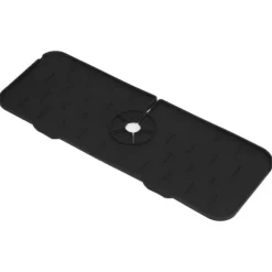 Kran Absorberande matta Tvättbar Återanvändbar Silikon Diskbänk Bänkskiva Vattenfångare för kök Badrum RV 61x14cm Svart