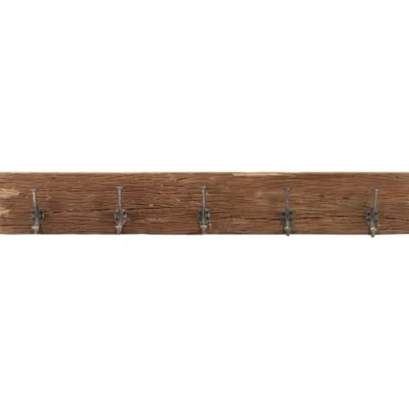 Kroklist med 5 krokar 100x2,5x15 cm massivt återvunnet trä