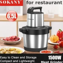 Köttkvarn, 1500W effekt, 6,5L kapacitet,köttkvarn, EU-kontakt (220V)
