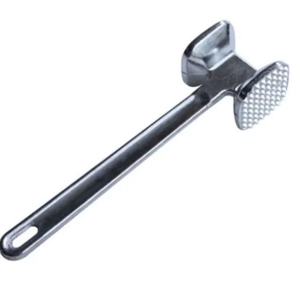 Köttmörningsmaskin i aluminiumlegering, rund, silver, ergonomisk köttklubba för köksbiff