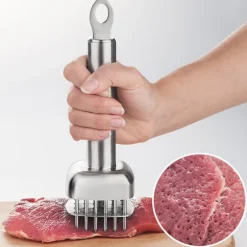 Köttmörningsmedel i rostfritt stål med fyrkantiga och runda nålar Model 1