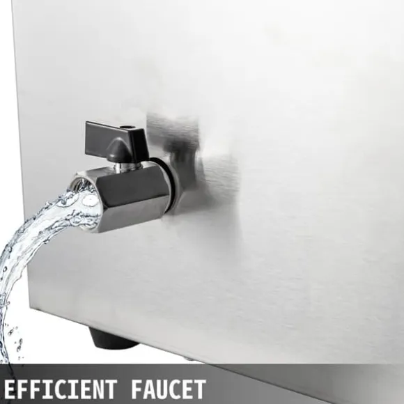 1,2KW 30-85°C justerbar 6-pannor elektrisk matvärmare med kran, stor kapacitet, snabb värmeöverföring