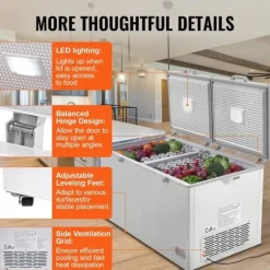 Kystfrys 19,8 ku.ft / 561 L stor djupfrys med 4 avtagbara korgar, energieffektiv, tyst drift