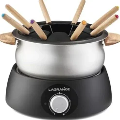 LAGRANGE Fondue Classic - 12 gafflar - 900W - Lätt trä