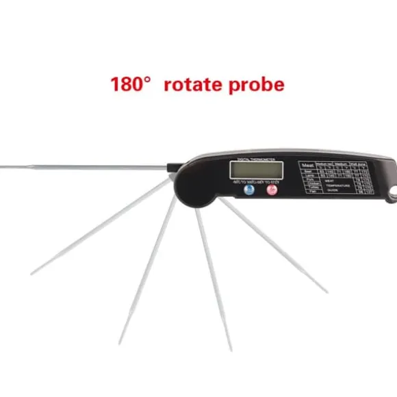 LCD digital kötttermometer med hopfällbar sond kök matlagning BBQ grill temperaturmätare
