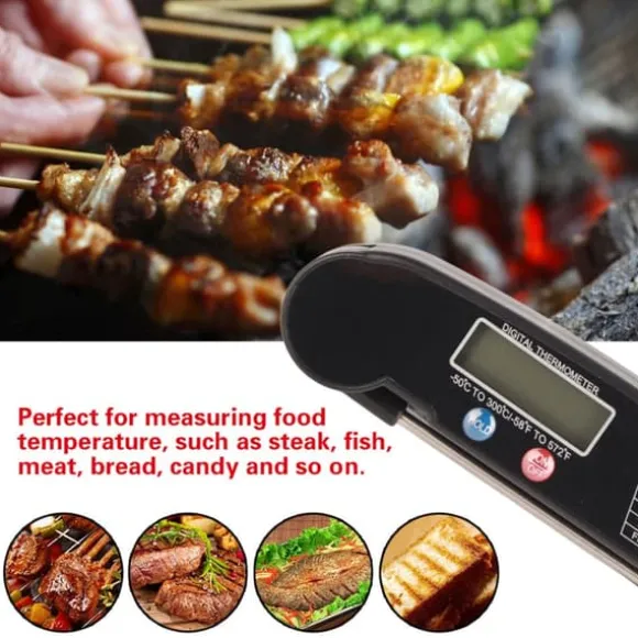 LCD digital kötttermometer med hopfällbar sond kök matlagning BBQ grill temperaturmätare