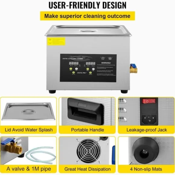 15L Digital Ultrasonic Rengöring, Värme, Timer, 600W, 40KHz, Rengöringsmaskin
