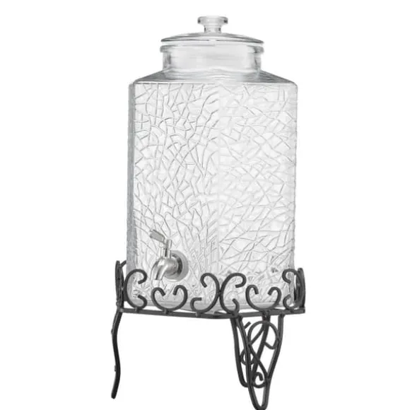 10L Dryckesdispenser, Festdryckesdispenser i Glas, Inklusive Stativ
