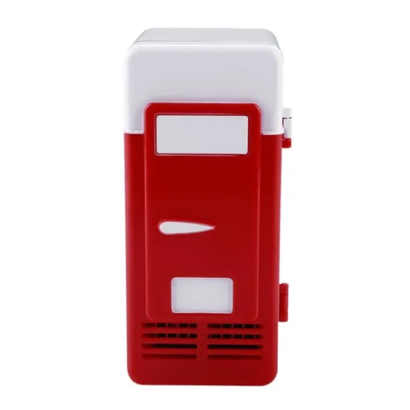 LED Mini USB Kylskåp USB Kylskåp Dryckesburkar Kylskåp och Värmare Röd