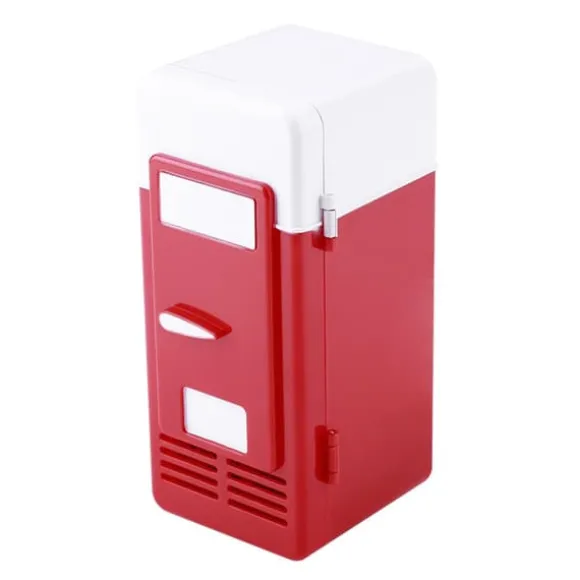 LED Mini USB Kylskåp USB Kylskåp Dryckesburkar Kylskåp och Värmare Röd
