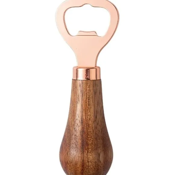 Ölflasköppnare med trähandtag, bärbar flasköppnare och verktyg för att ta bort flaskkorken, roséguld
