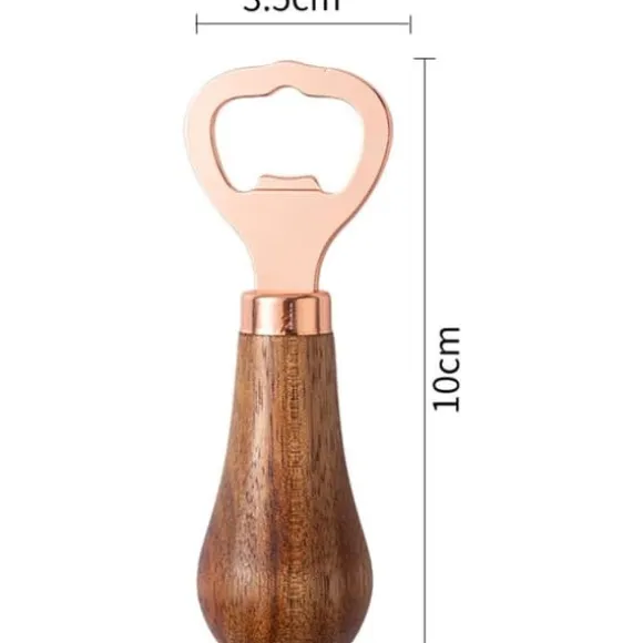 Ölflasköppnare med trähandtag, bärbar flasköppnare och verktyg för att ta bort flaskkorken, roséguld