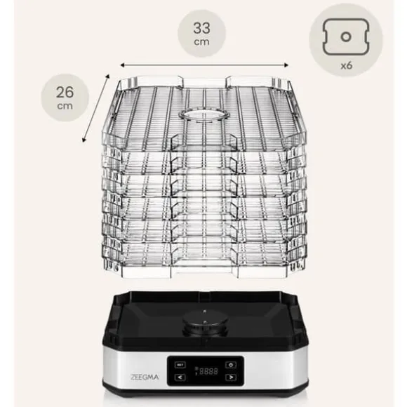 Livsmedelstork - ZEEGMA - Dry Chef - 6 Brickor - Timer 0-72h - Temperatur 35-70°C