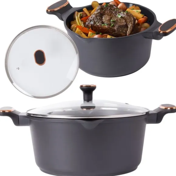 7L Kastrull med lock – Non stick beläggning – Induktionshäll